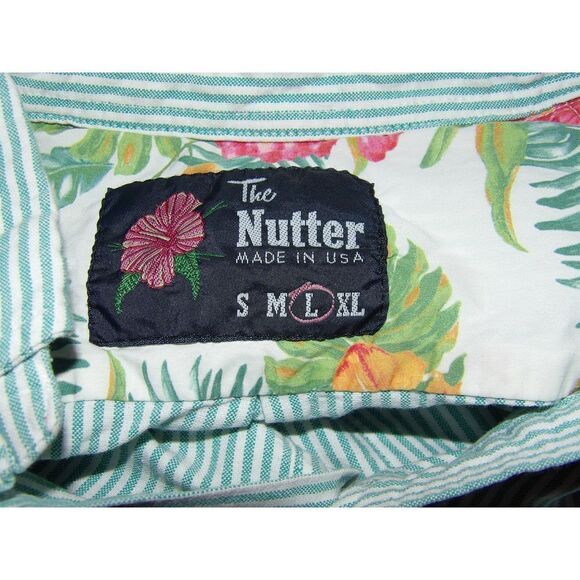 The‎ Nutter Mens Green White Striped Shirt Large - Picture 4 of 6